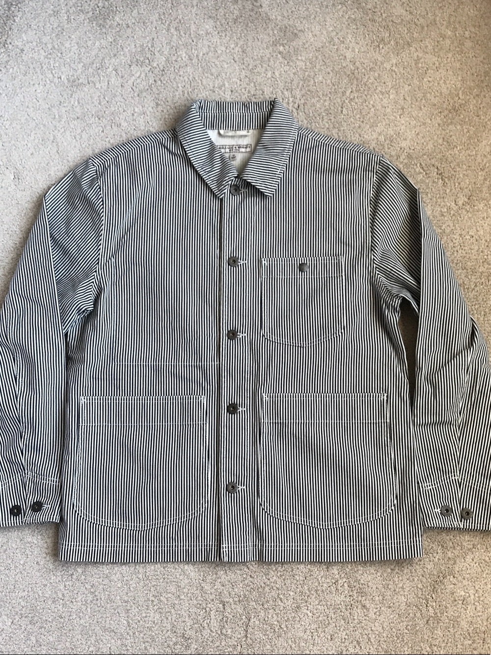 J.Crew Wallace & Barnes railroad stripe cotton canvas chore coat M NWOT